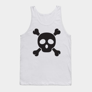 Death Symbol Skull and Bones Black Pirate Logo Icon Emoticon Tank Top